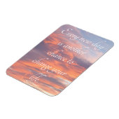 ブルー&オレンジサンライズと感動的引用文 マグネット (左側)