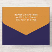 ブルー&オレンジシルバーフォイルバー(ユダヤ教の)バル・ミツバー オールインワン招待状 (背面)