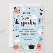 ブルー&オレンジハロウィーン2回目の誕生日招待状 招待状 (正面)