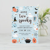 ブルー&オレンジハロウィーン2回目の誕生日招待状 招待状 (スタンド正面)