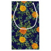 ブルー&オレンジバラモダンフローラ結婚ズ スモールペーパーバッグ (裏面)