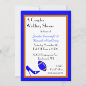 ブルー&オレンジフットボールウェディングシャワー招待状 招待状 (正面)