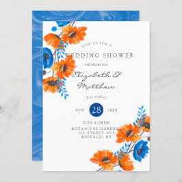 ブルー&オレンジポピーウェディングシャワー 招待状