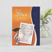 ブルー&オレンジミュージック卒業招待状 招待状 (スタンド正面)