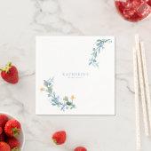 ブルー&オレンジワイルドフラワーカスタムブライダルシャワー スタンダードカクテルナプキン (インサイチュ)