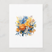 ブルー、オレンジ、イエローフローラ結婚ズゲスト詳細 エンクロージャーカード (裏面)