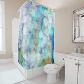 ブルー、オレンジ、イエロー、ホワイト抽象芸術アートグラス シャワーカーテン (インサイチュ)