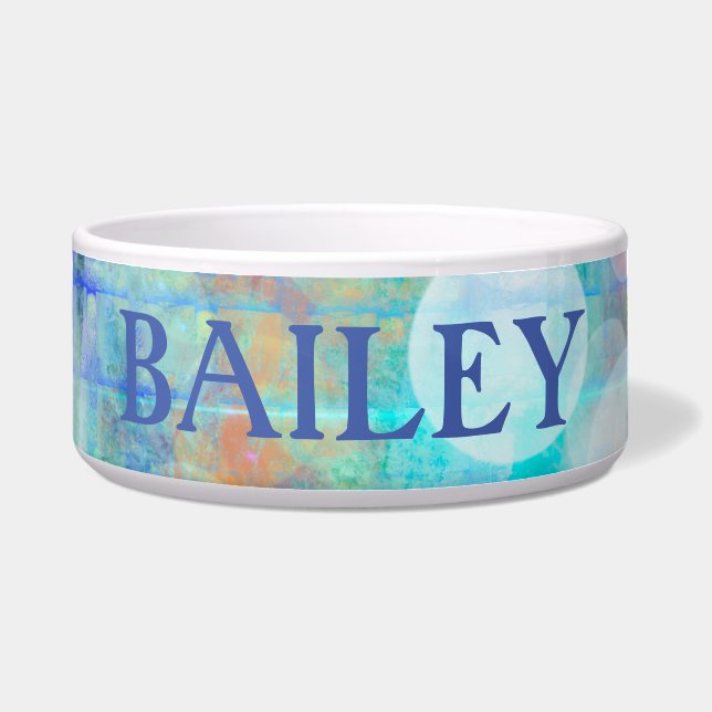 ブルー、オレンジ、イエロー、ホワイト抽象芸術アート ボウル (正面)