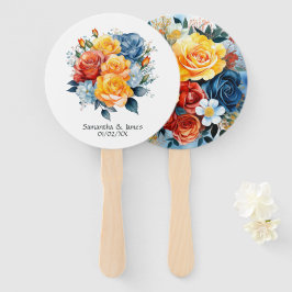 ブルー オレンジ イエロー レッドの花嫁衣装 ハンドファン