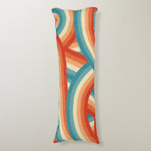 ブルー/オレンジ/クリームレトロレインボーストライプパターン ボディピロー (正面縦)