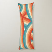 ブルー/オレンジ/クリームレトロレインボーストライプパターン ボディピロー (裏面 (縦))