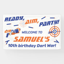 ブルー オレンジ ダートウォー 誕生日パーティー ウェルカム 横断幕
