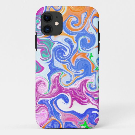 ブルー、オレンジ、パープルフルートアート装飾用クッション Case-Mate iPhoneケース (裏面)