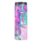 ブルー、オレンジ、パープル、ティール（緑がかった色）流体アート タンブラー (裏面)