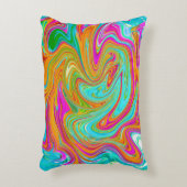 ブルー、オレンジ、ホットピンクのグルービー抽象芸術レトロ アクセントクッション (正面(垂直))