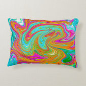 ブルー、オレンジ、ホットピンクのグルービー抽象芸術レトロ アクセントクッション (裏面)