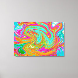 ブルー、オレンジ、ホットピンクのグルービー抽象芸術レトロ キャンバスプリント
