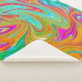 ブルー、オレンジ、ホットピンクのグルービー抽象芸術レトロ シェルパブランケット (3/4)