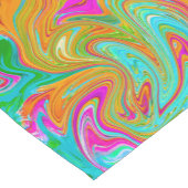 ブルー、オレンジ、ホットピンクのグルービー抽象芸術レトロ ショートテーブルランナー (コーナー)