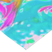 ブルー、オレンジ、ホットピンクのグルービー抽象芸術レトロ テーブルクロス (アングル)