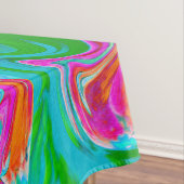 ブルー、オレンジ、ホットピンクのグルービー抽象芸術レトロ テーブルクロス (インサイチュ)