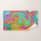 ブルー、オレンジ、ホットピンクのグルービー抽象芸術レトロ バスタオルセット (ハンドタオル)