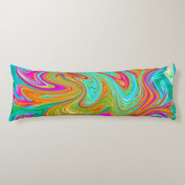 ブルー、オレンジ、ホットピンクのグルービー抽象芸術レトロ ボディピロー