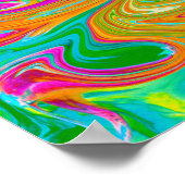 ブルー、オレンジ、ホットピンクのグルービー抽象芸術レトロ ポスター (角)