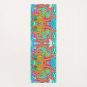 ブルー、オレンジ、ホットピンクのグルービー抽象芸術レトロ ヨガマット (裏面)