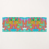 ブルー、オレンジ、ホットピンクのグルービー抽象芸術レトロ ヨガマット (正面(横))