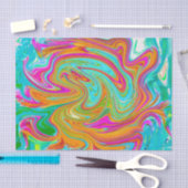 ブルー、オレンジ、ホットピンクのグルービー抽象芸術レトロ 薄葉紙 (クラフト)