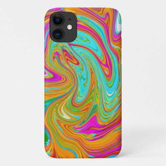 ブルー、オレンジ、ホットピンクのグルービー抽象芸術レトロ Case-Mate iPhoneケース (裏面)