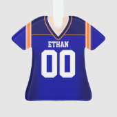 ブルー/オレンジ/ホワイトフットボールジャージー オーナメント (裏面)