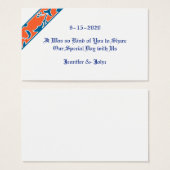 ブルー、オレンジ、ホワイト、ダマスクの結婚式のお願い (正面&裏面)