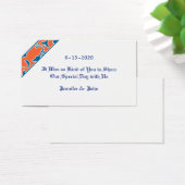 ブルー、オレンジ、ホワイト、ダマスクの結婚式のお願い (デスク)