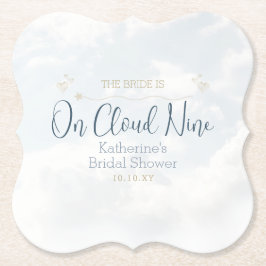 ブルー オン クラウド ナイン エレガント ブライダル シャワー パーティ ペーパーコースター