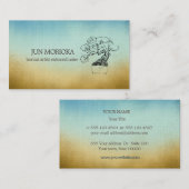 ブルー&オーチャーオンバー盆栽モチーフビジネスカード 名刺 (正面/裏面)