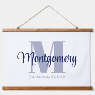 ブルー カスタム ファミリー ネーム サイン ウェディング ギフト アイデア 吊り下げ型タペストリー