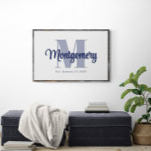 ブルー カスタム ファミリー ネーム ポスター ウェディング ギフト アイデア