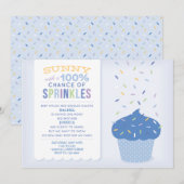 ブルー カップケーキ スプリンクル ベイビー スプリンクル インビテーション (正面/裏面)