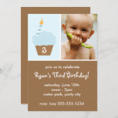 ブルー·カップケーキ 招待状 (正面/裏面)