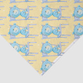 ブルー·カリコ·ベアが椅子に微笑む 薄葉紙 (詳細)