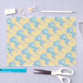 ブルー·カリコ·ベアが椅子に微笑む 薄葉紙 (クラフト)