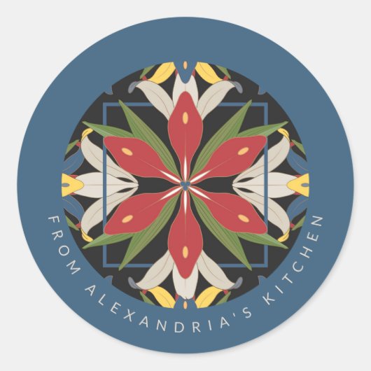 ブルー キッチン タイル デザイン | 我が家のキッチンから ラウンドシール (正面)