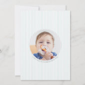 ブルー キャンディー ファースト 1歳の誕生日写真 招待状 (裏面)