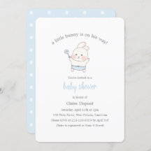 ブルー キュート ウサギ 水彩 簡単 男の子 ベビーシャワー