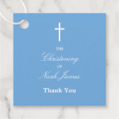 ブルー《キリスト教》洗礼式や命名式サンキューメッセージカード フェイバータグ (正面)