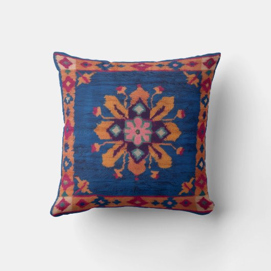 ブルー・キリム絨毛枕:ペルシャとチュールのブレンド クッション (裏面)