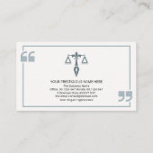 ブルー·クォーテーション·マーク·フレーム·はかりで測オブ·ジャスティス 名刺 (裏面)