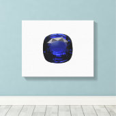 ブルー クッションカット サファイア キャンバスプリント (インサイチュ (ウッドフロア))